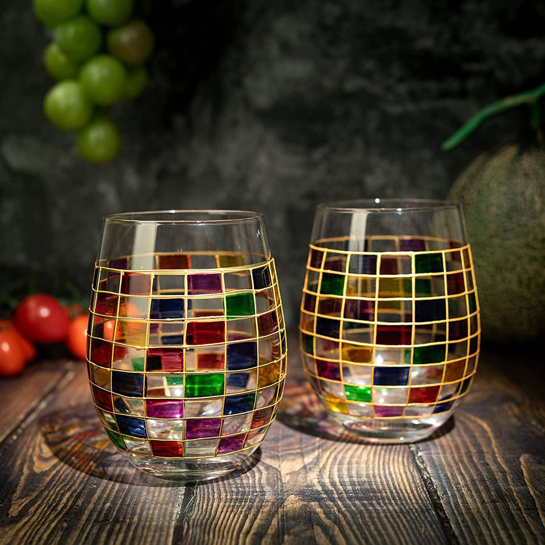 Renaissance Stained Wine Glasses Set of 2 by The Wine Savant