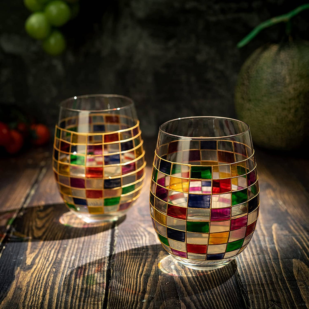 Renaissance Stained Wine Glasses Set of 2 by The Wine Savant