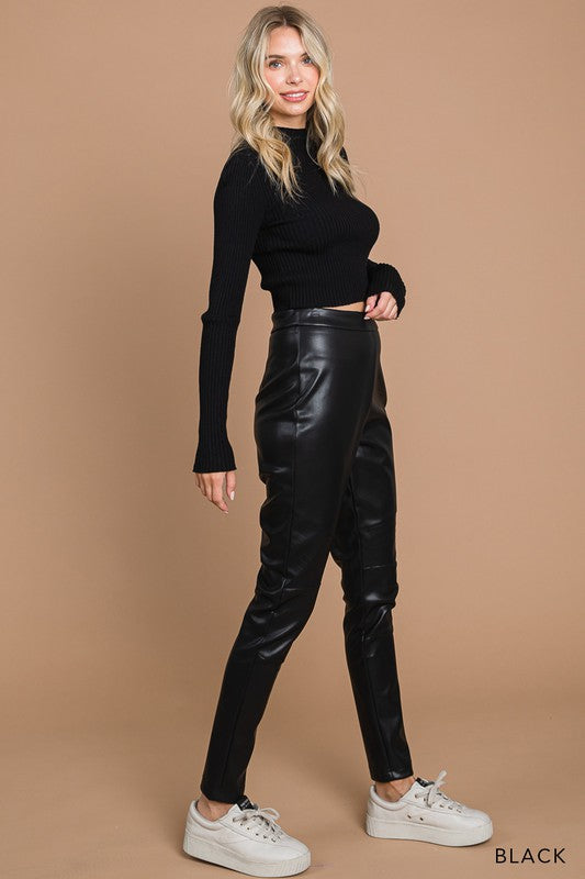 Faux Leather Joggers