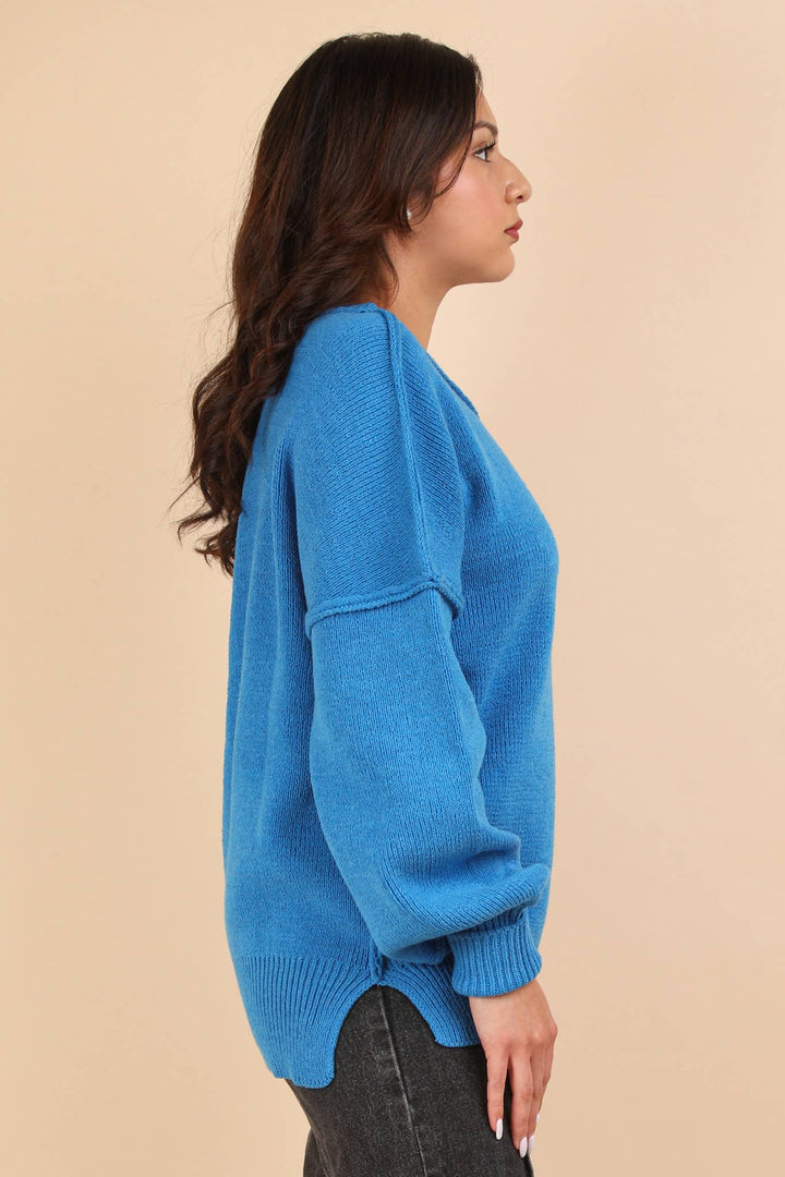 Oversized Basic Solid Sweater Knit Top