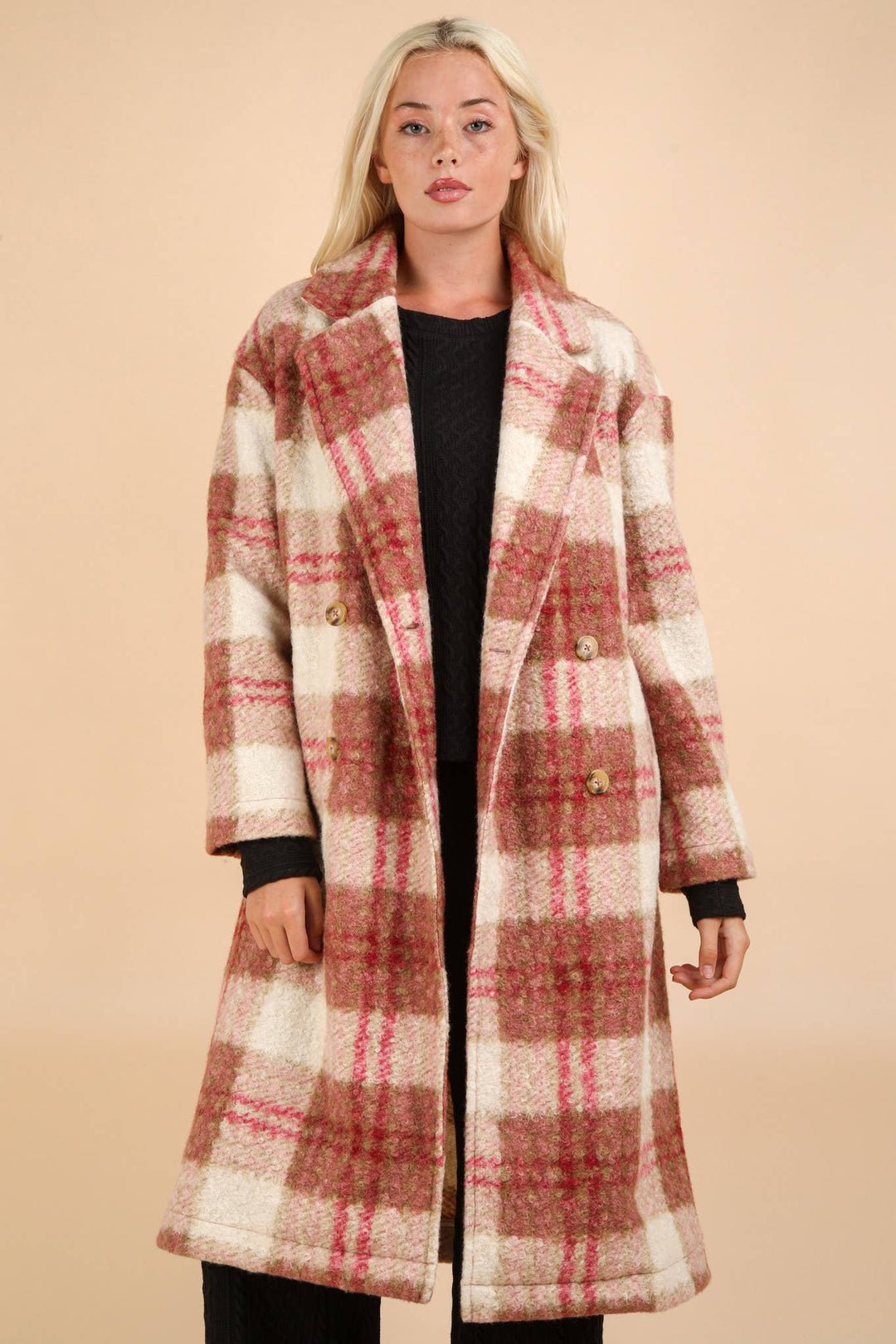 Oversized Plaid Soft Fuzzy Button Down Long Coat