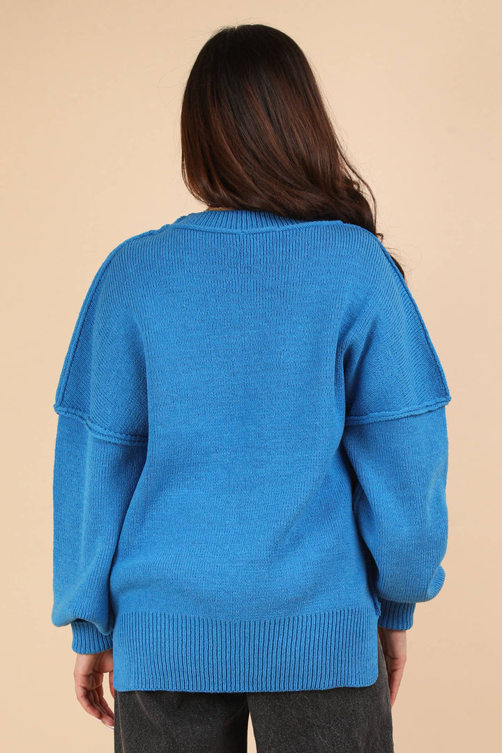 Oversized Basic Solid Sweater Knit Top