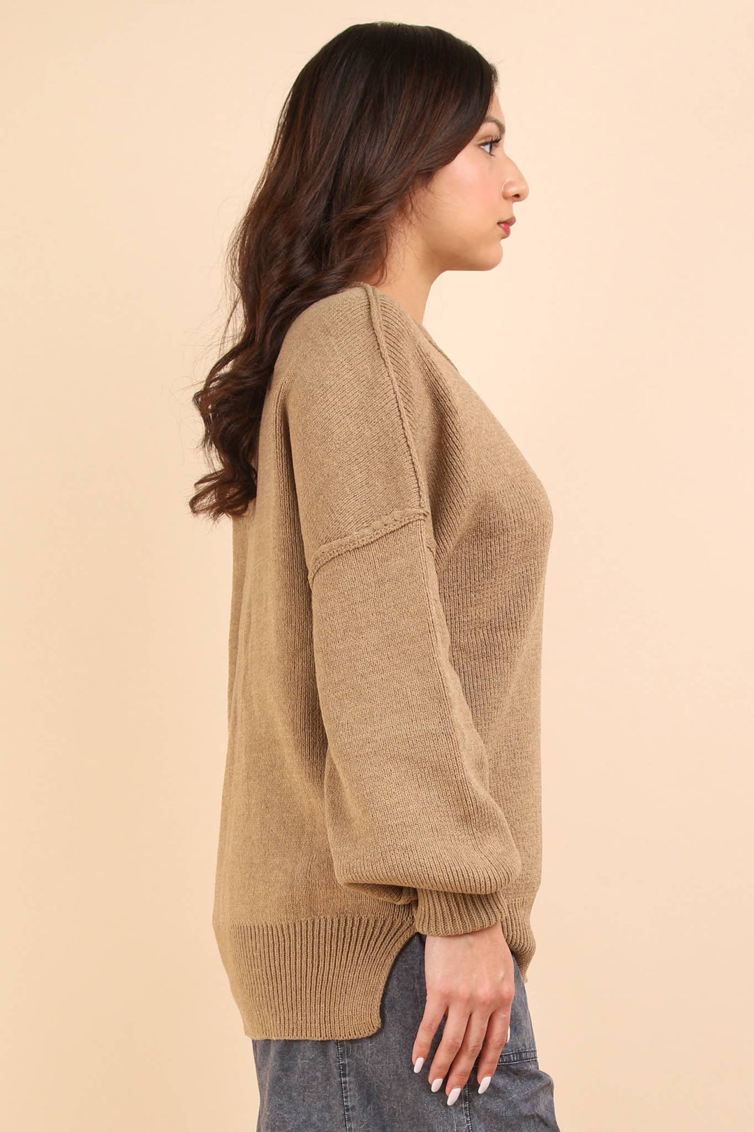 Oversized Basic Solid Sweater Knit Top